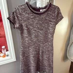 LOFT Maroon and White Textured Knit Dress